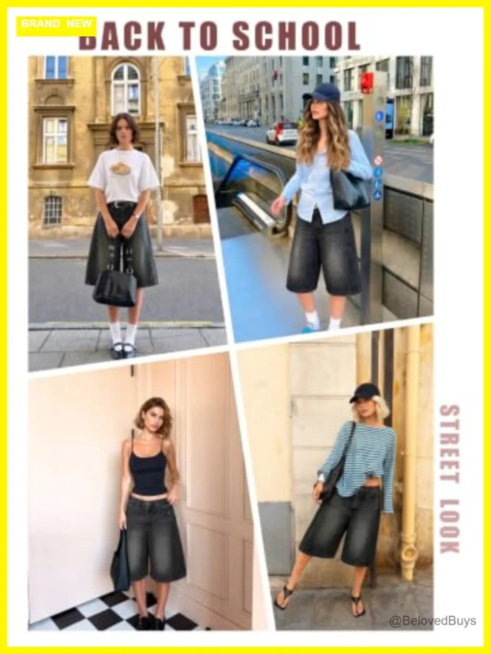 Baggy High Waisted Wide Leg Bermuda Denim Jean Shorts Y2K Streetwear